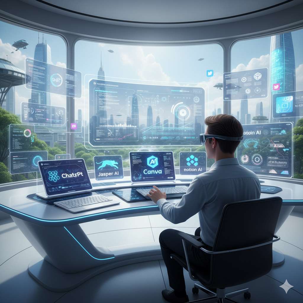 AI productivity tools 2026 for digital marketing, ChatGPT, Jasper, Canva AI, Notion AI