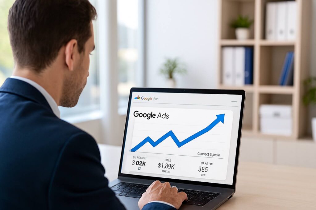Google Ads campaign management and business growth concept in 2025
